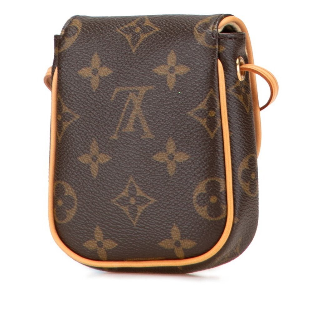 LOUIS VUITTON Authentic Brown Monogram Leather Pochette Shoulder Bag - Picture 2 of 9